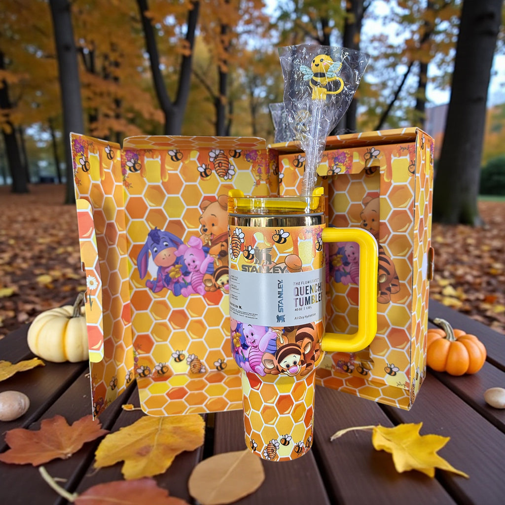 Winnie the Pooh Tumbler, 40 oz Pooh Bear Cup, Classic Pooh Inspired Gift, Honey Bear Cup, Mom Teacher Birthday Gift