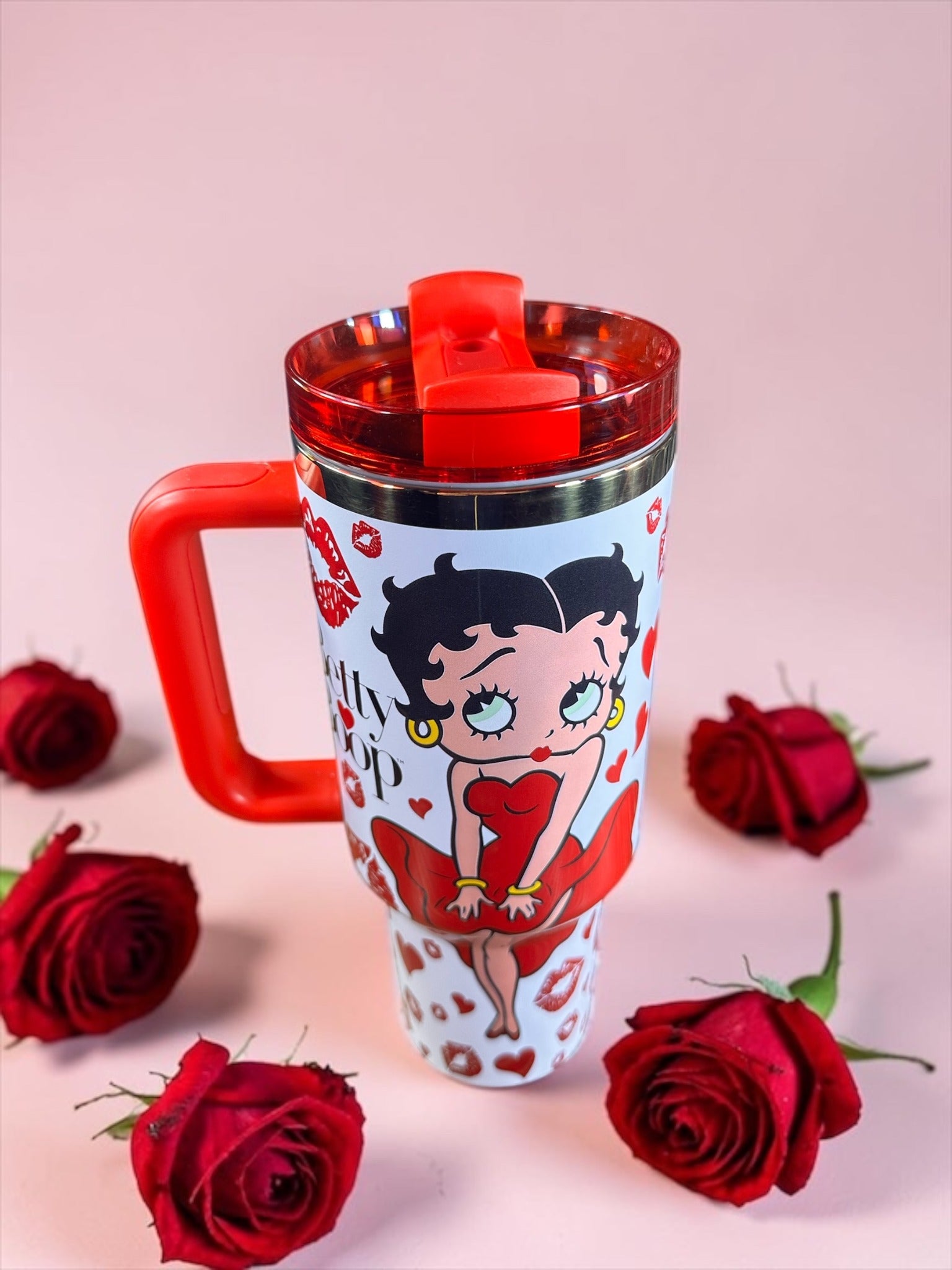 Betty Boop Love Edition Stanley Style Tumbler | 40oz Red Glam Cup with Gift Box