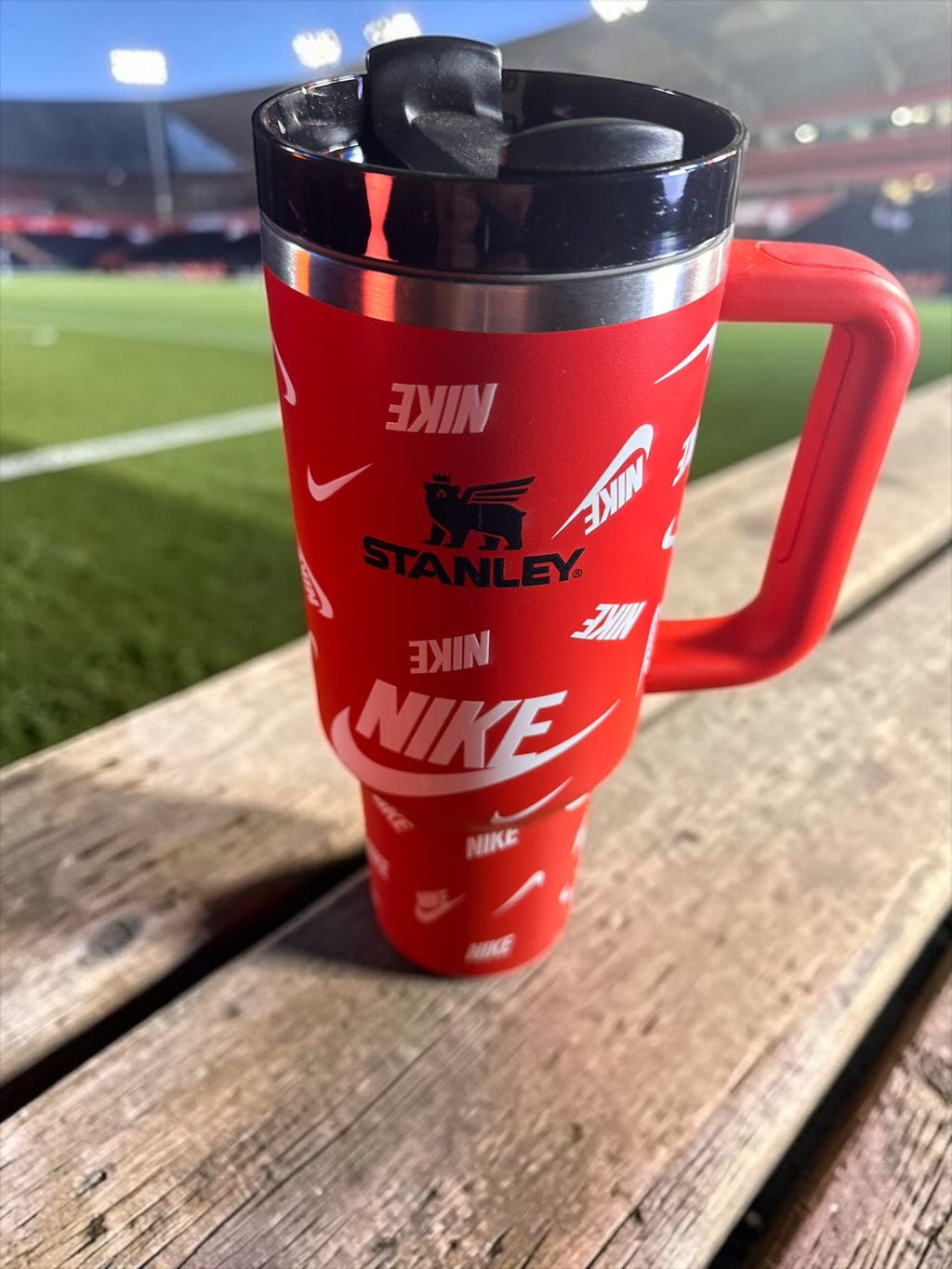 Nike Inspired Red 40oz Stanley Tumbler With Handle Sports Fan Gift Cup, Streetwear Tumbler