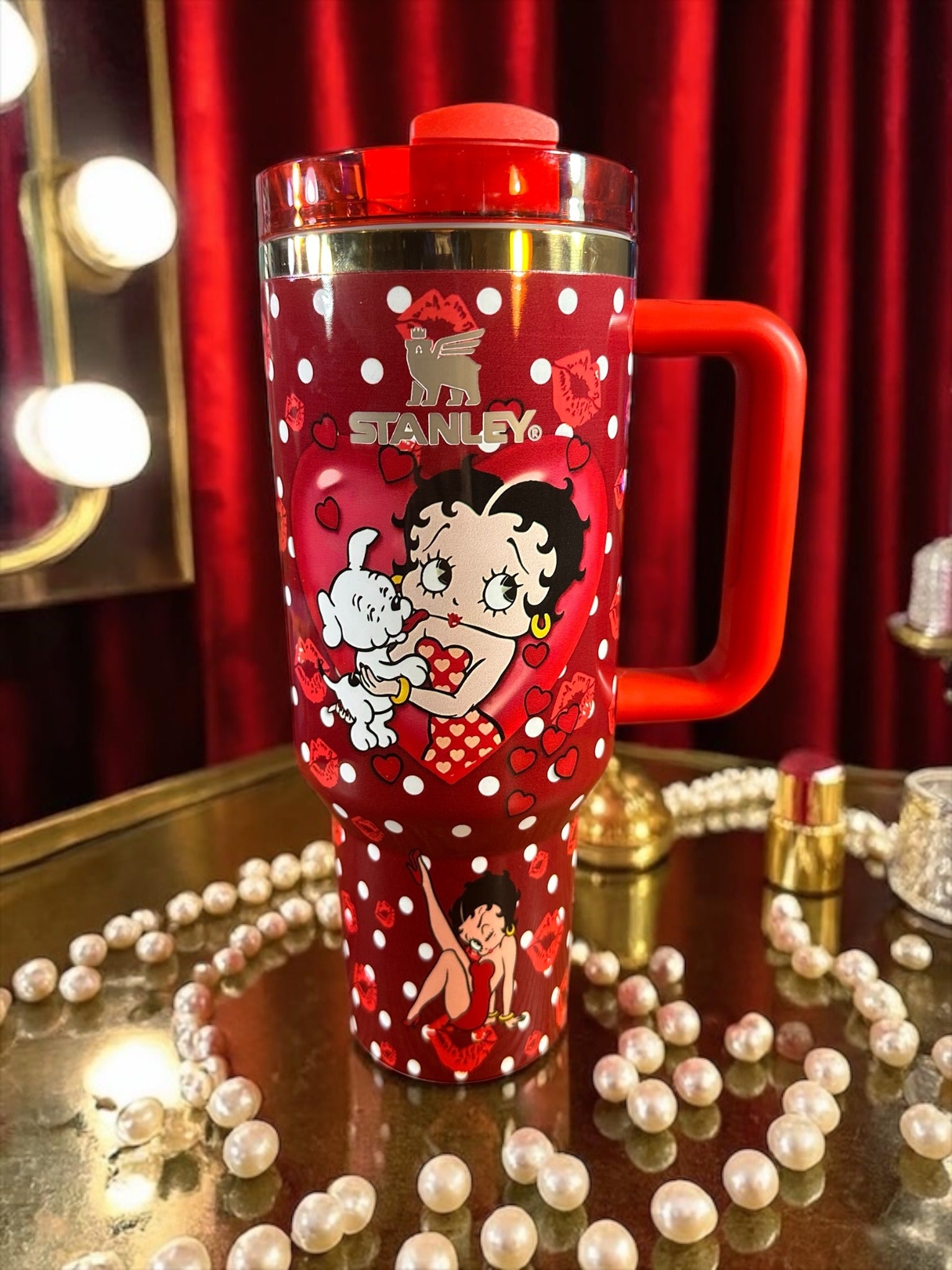 Betty Boop - Poka Dot Stanley Style Tumbler | 40oz Red Collector Cup