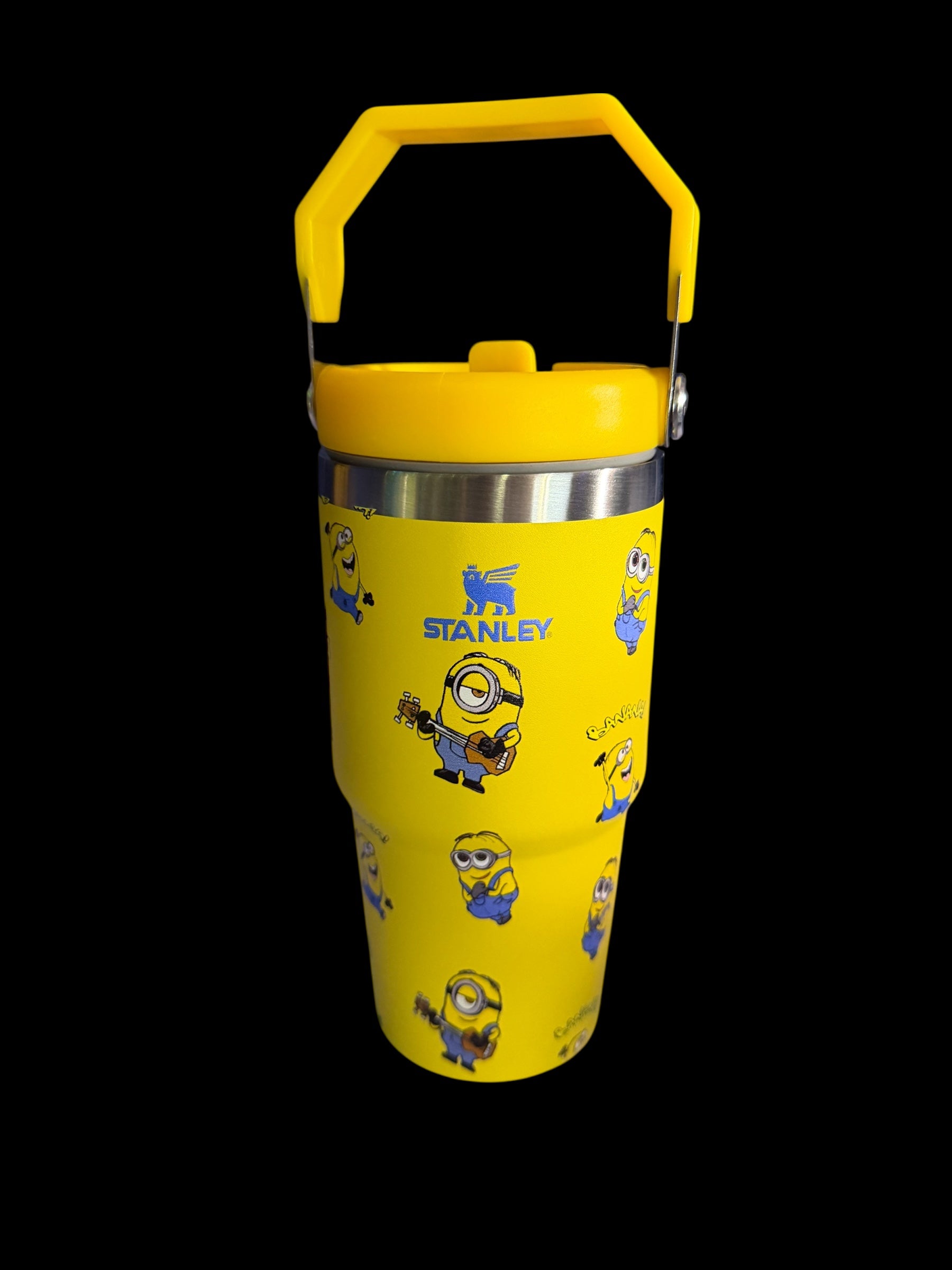 Minions Stanley Style Tumbler | 20oz Cup With Handle | Cute Yellow Character Travel Mug