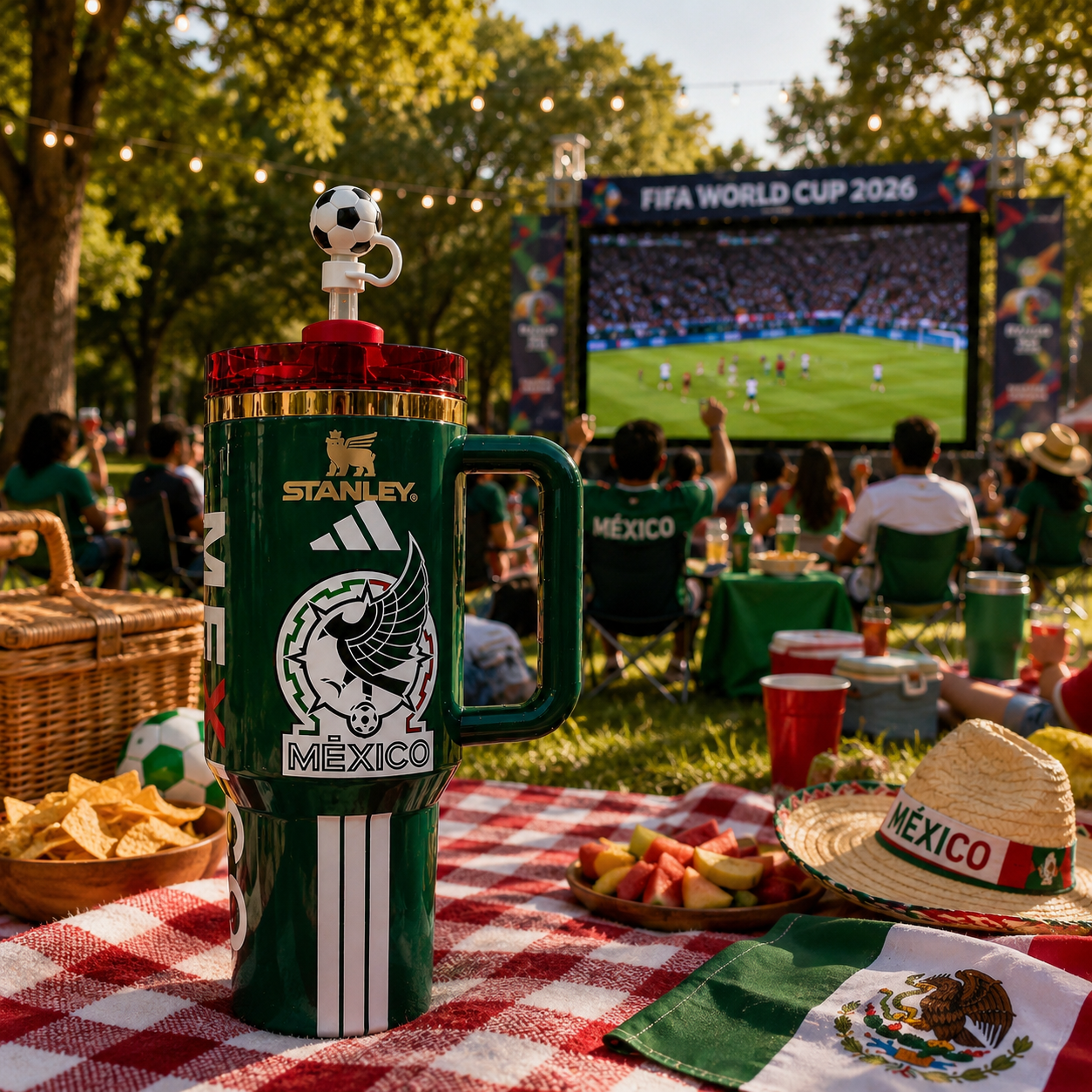 Mexico soccer / World Cup-inspired 40oz tumbler collection with three color options:  Black | White | Green