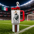 2026 World Cup Mexico Soccer Inspired 40oz Tumbler with Red Handle & Soccer Topper
