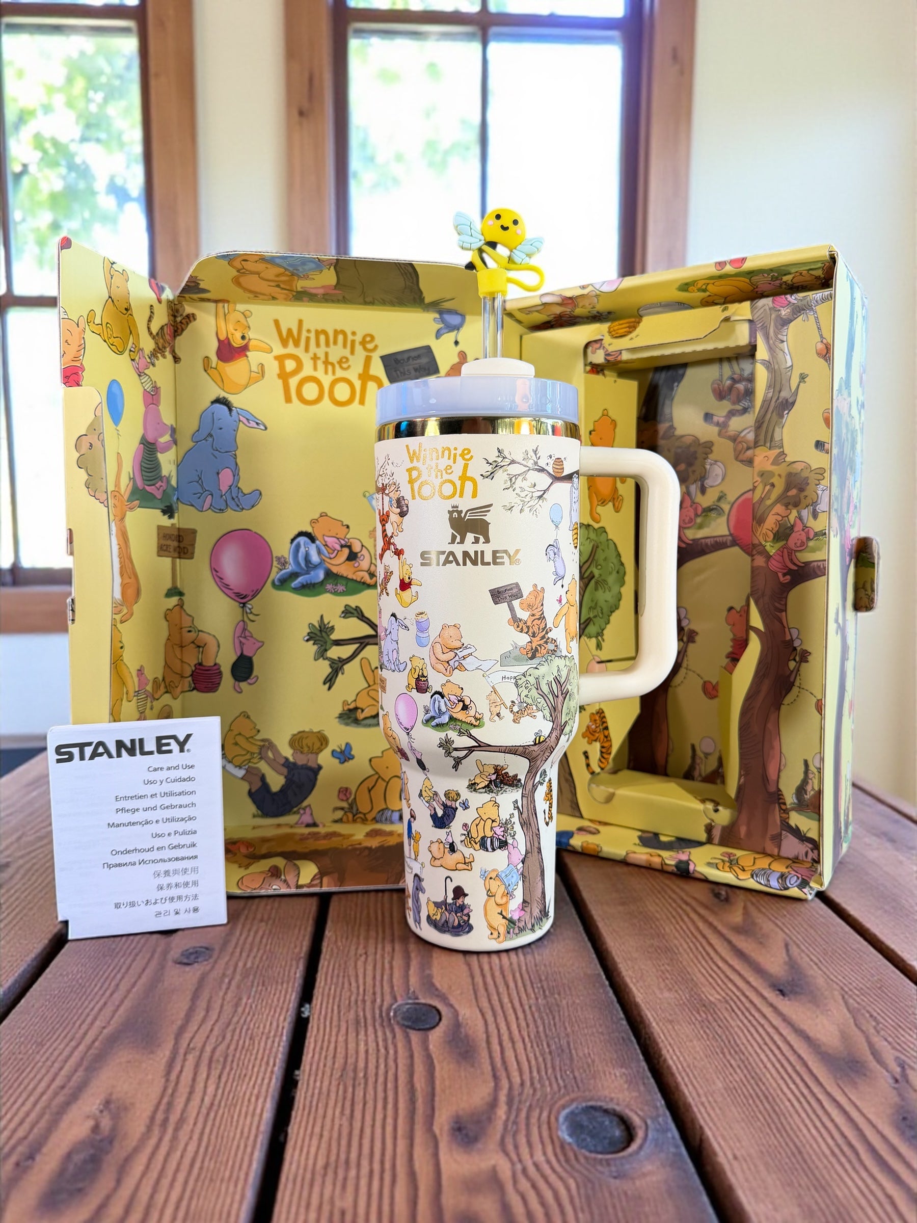 Winnie the Pooh Stanley Tumbler 40oz | Pooh Bear Gift Cup with Bee Straw Topper | Cute Disney Inspired Travel Mug
