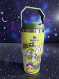 Buzz Lightyear Stanley Style Tumbler | 20oz Cup With Carry Handle | Toy Story Space Ranger Stainless Steel Travel Mug