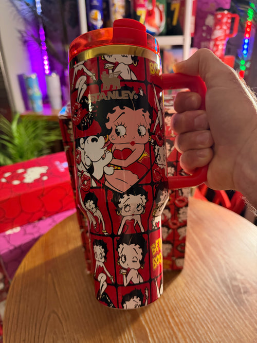 Betty Boop "Cosmic Betty" Stanley Style Tumbler| 40 oz Tumbler with Handle & Straw | Retro Cartoon Stainless Steel Travel Cup