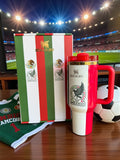 2026 New Mexico White Soccer Stanley Style Tumbler | 40oz Cup With Handle | Mexico National Team Inspired Stainless Steel Travel Mug
