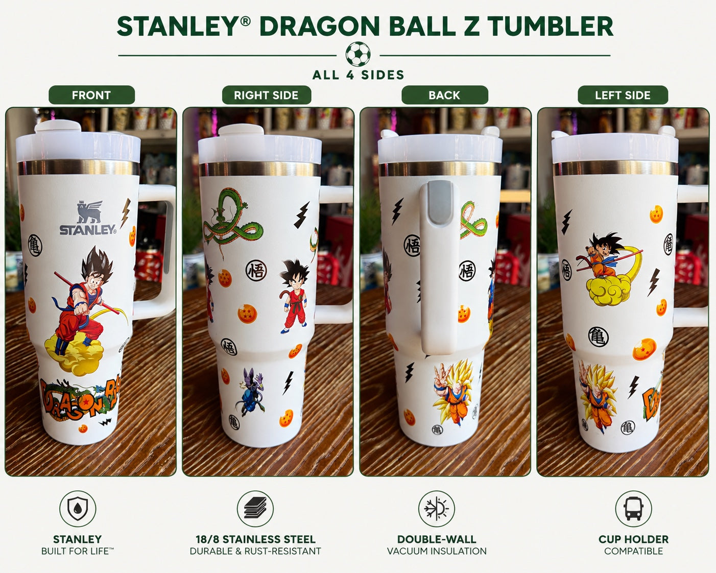 Dragon Ball Z Anime Power 40oz Tumbler – White Manga Edition