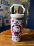 Hello Kitty Stanley Style Tumbler | 20oz Cup With Handle | Cute Pink Sanrio Travel Mug