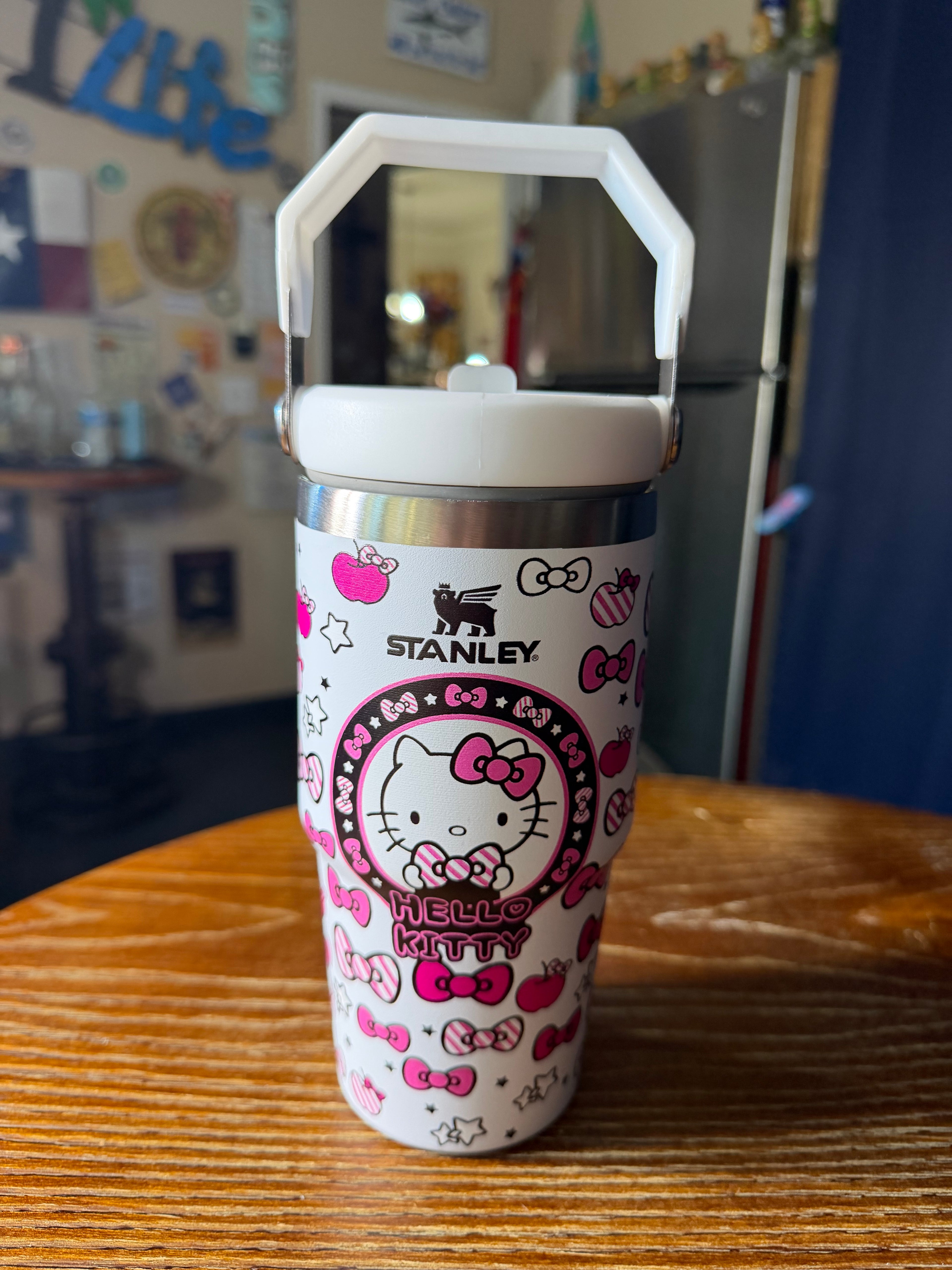 Hello Kitty Stanley Style Tumbler | 20oz Cup With Handle | Cute Pink Sanrio Travel Mug