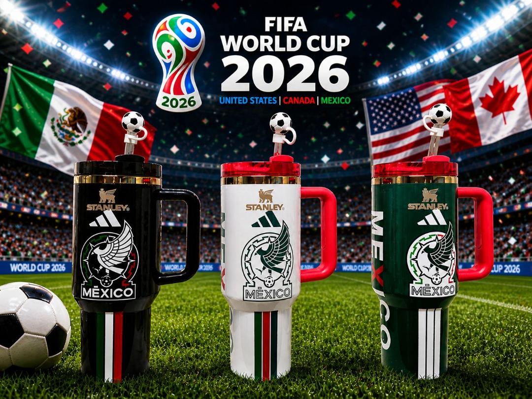 Mexico soccer / World Cup-inspired 40oz tumbler collection with three color options:  Black | White | Green
